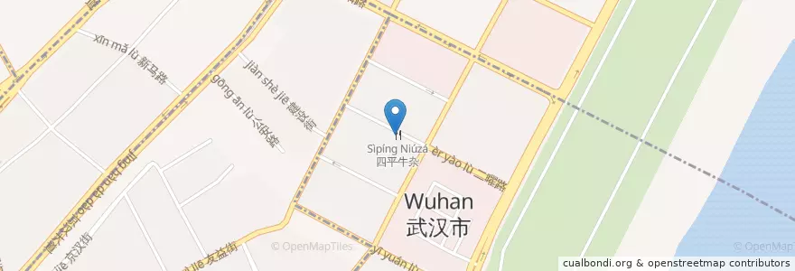 Mapa de ubicacion de 四平牛杂 en الصين, خوبي, ووهان, 江岸区, 一元街道.