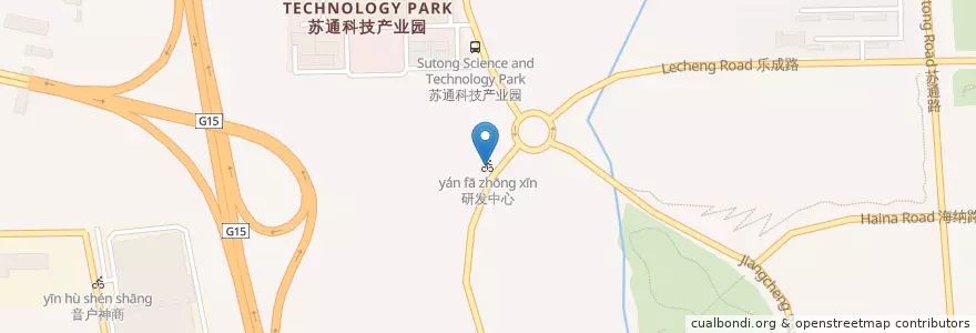Mapa de ubicacion de 研发中心 en 中国, 南通市, 崇川区, 江海街道.