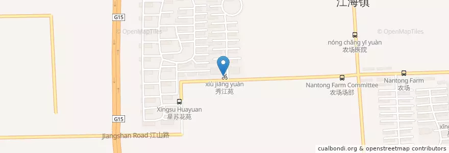 Mapa de ubicacion de 秀江苑 en Chine, 南通市, 崇川区, 江海街道.