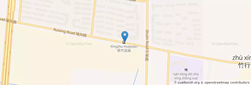 Mapa de ubicacion de 星竹花园南门 en 中国, 南通市, 崇川区, 竹行街道.