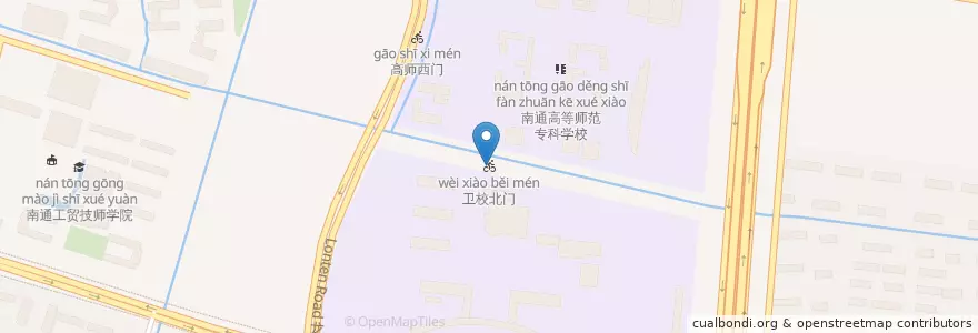 Mapa de ubicacion de 卫校北门 en 중국, 南通市, 崇川区, 新开街道.