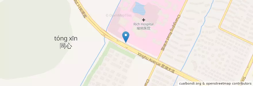 Mapa de ubicacion de 瑞慈医院 en China, Nantong City, Chongchuan District, 狼山镇街道, 中兴街道.
