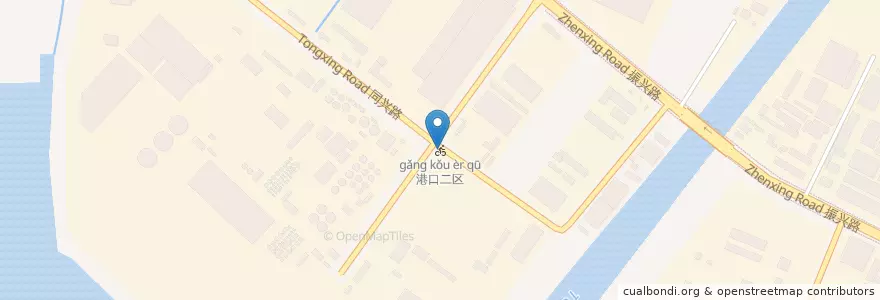 Mapa de ubicacion de 港口二区 en 中国, 南通市, 崇川区, 中兴街道.