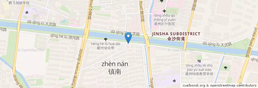 Mapa de ubicacion de 师范桥西侧 en Chine, 南通市, 通州区, 金沙街道.