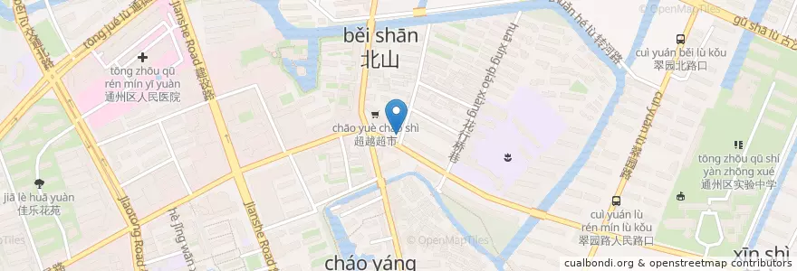 Mapa de ubicacion de 煤球场路口西侧 en 中国, 南通市, 通州区, 金沙街道.