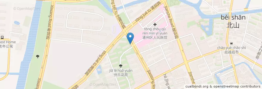 Mapa de ubicacion de 佳乐花苑东门南侧 en China, Nantong City, Tongzhou District, 金沙街道.