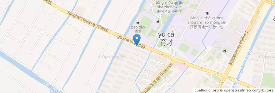 Mapa de ubicacion de 育才花苑北门东侧 en الصين, 南通市, 通州区, 金沙街道.