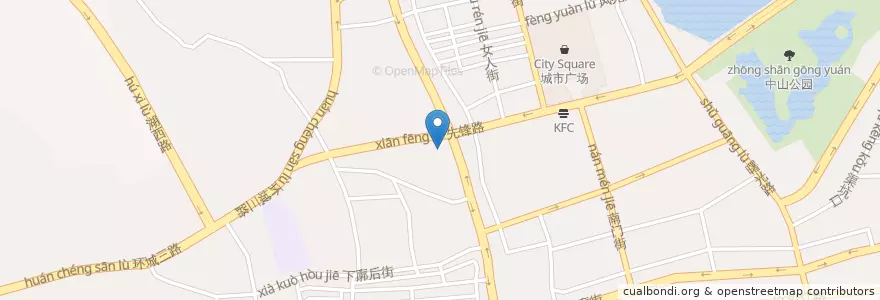 Mapa de ubicacion de 清城区人民医院;清城区妇幼保健院 en China, Guangdong, 清远市 (Qingyuan), 清城区 (Qingcheng), 凤城街办.