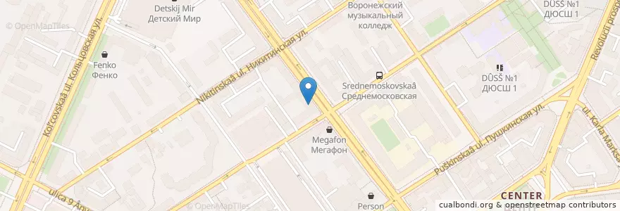 Mapa de ubicacion de Мон Батон en Rusia, Distrito Federal Central, Óblast De Vorónezh, Городской Округ Воронеж.
