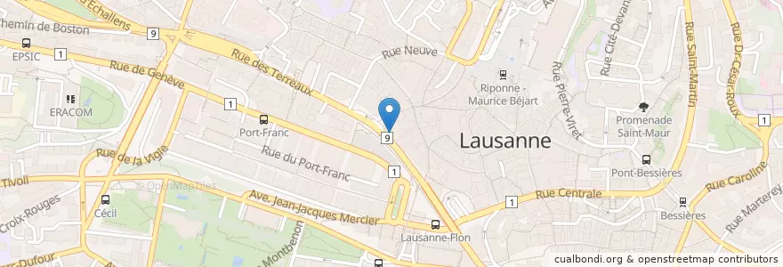 Mapa de ubicacion de Le 7ème Délice en Svizzera, Vaud, District De Lausanne, Lausanne.