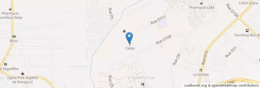 Mapa de ubicacion de Calsio en 科特迪瓦, 阿比让, Yopougon.