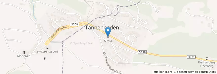 Mapa de ubicacion de Restaurant Bar Siesta en Suiza, San Galo, Wahlkreis Sarganserland, Quarten.
