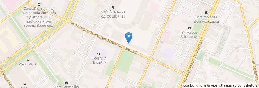 Mapa de ubicacion de Пельмень-бар Олень en Russland, Föderationskreis Zentralrussland, Oblast Woronesch, Городской Округ Воронеж.