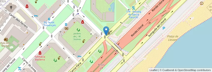Mapa de ubicacion de 473 - (PK) Passeig de Garcia Fària 71 en Espagne, Barcelonais, Barcelone.