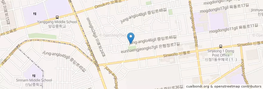 Mapa de ubicacion de 천주교 신정동성당 en Coreia Do Sul, Seul, 양천구, 신정4동.