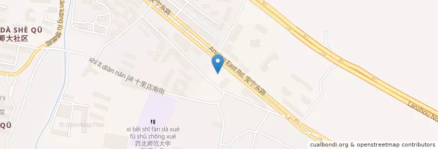 Mapa de ubicacion de 安宁法院 en 中国, 甘肃省, 兰州市 (Lanzhou), 安宁区, 培黎街道.