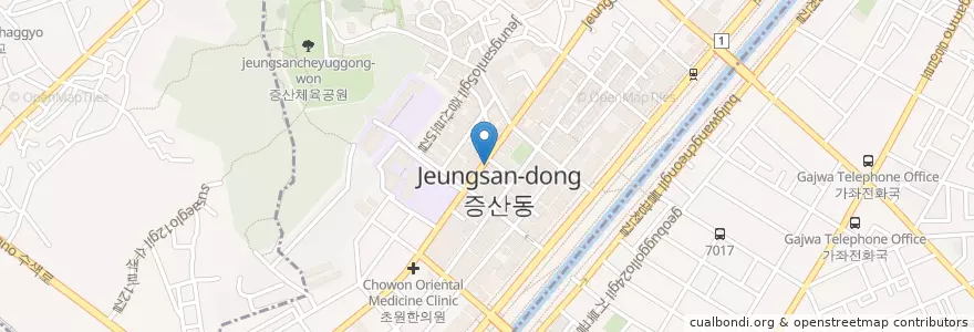 Mapa de ubicacion de 애플돈가스 en Corea Del Sud, Seul, 은평구, 증산동.