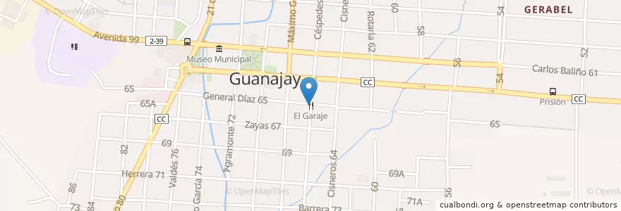 Mapa de ubicacion de El Garaje en Cuba, Artemisa, Guanajay, Ciudad De Guanajay.