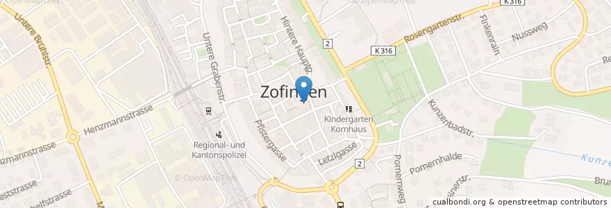 Mapa de ubicacion de Rathaus en Schweiz/Suisse/Svizzera/Svizra, Aargau, Bezirk Zofingen, Zofingen.