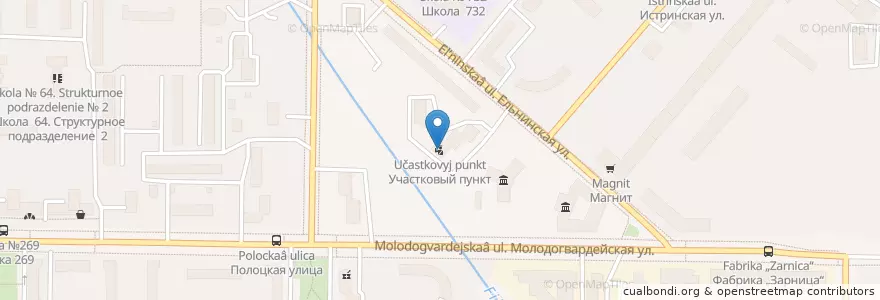 Mapa de ubicacion de Участковый пункт en Rússia, Distrito Federal Central, Москва, Западный Административный Округ, Район Кунцево.
