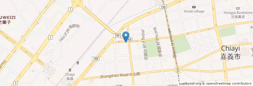 Mapa de ubicacion de 嘉義民權路郵局 en Taiwan, 臺灣省, 嘉義市, 嘉義縣, 西區.