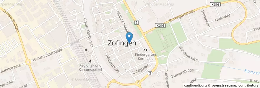 Mapa de ubicacion de zum Rathaus en İsviçre, Aargau, Bezirk Zofingen, Zofingen.