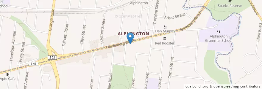 Mapa de ubicacion de Alphington LPO en Avustralya, Victoria.
