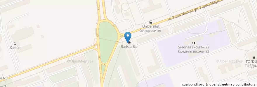 Mapa de ubicacion de Barista Bar en Russia, Northwestern Federal District, Arkhangelsk Oblast, Primorsky District, Городской Округ Северодвинск.