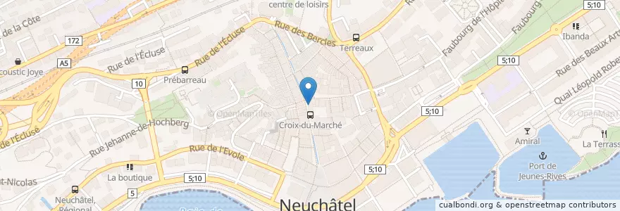 Mapa de ubicacion de Credit Suisse en Schweiz, Neuenburg, Neuenburgersee (Ne), Neuenburg.