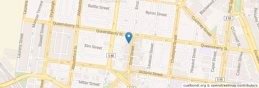 Mapa de ubicacion de Errol Street Medical Centre en Australia, Victoria, City Of Melbourne.