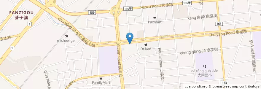 Mapa de ubicacion de 配南宮 en Taiwan, 臺灣省, 嘉義市, 嘉義縣, 西區.