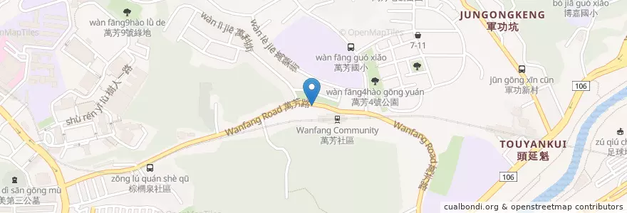 Mapa de ubicacion de 捷運萬芳社區站 en Тайвань, Новый Тайбэй, Тайбэй, 文山區.