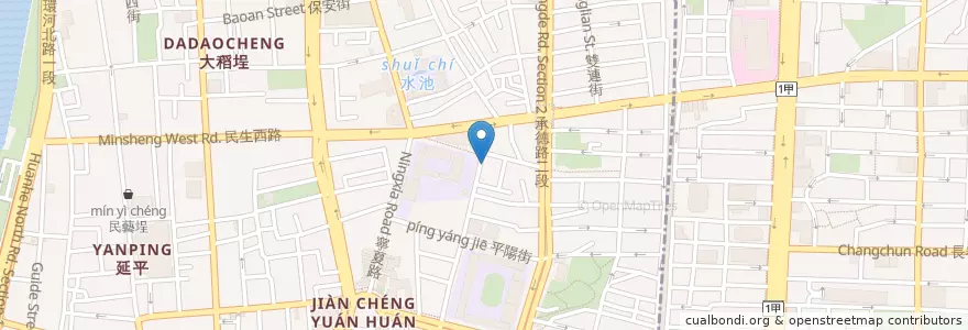 Mapa de ubicacion de Taiyuan & Wuyuan Intersection en Taiwan, New Taipei, Taipei, Datong District.