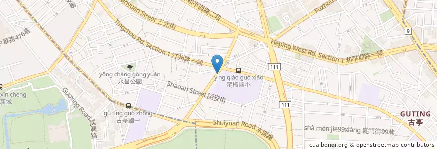 Mapa de ubicacion de Ying-Qiao Elementary school en Taiwan, New Taipei, Taipei, Zhongzheng District.
