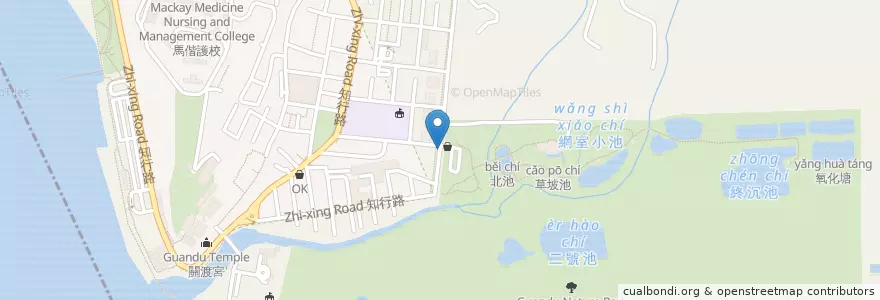 Mapa de ubicacion de 關渡自然公園 en 台湾, 新北市, 台北市, 北投区.