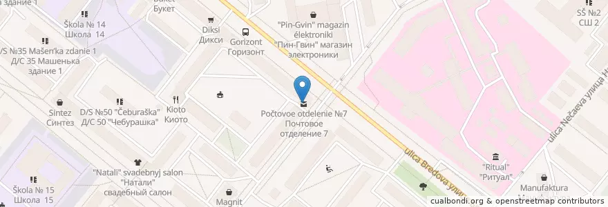 Mapa de ubicacion de Почтовое отделение №7 en Russland, Föderationskreis Nordwest, Oblast Murmansk, Городской Округ Апатиты.