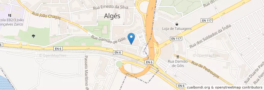 Mapa de ubicacion de Petit d'Algés en 포르투갈, Área Metropolitana De Lisboa, Lisboa, Grande Lisboa, Oeiras.