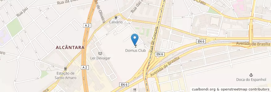 Mapa de ubicacion de Domus Club en Portugal, Área Metropolitana De Lisboa, Lissabon, Grande Lisboa, Lissabon, Alcântara.