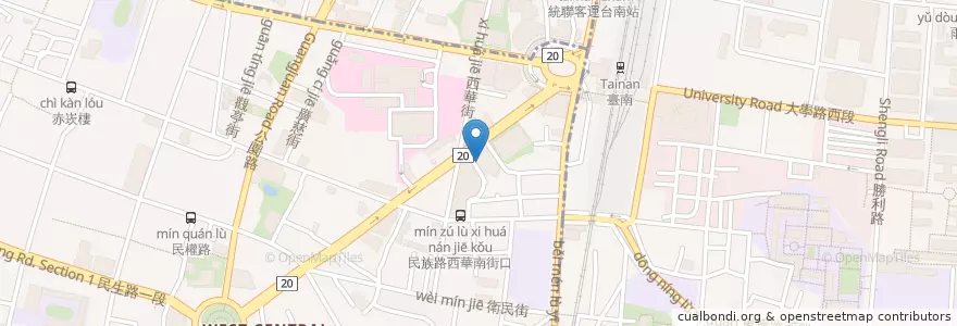 Mapa de ubicacion de 星巴克 en 臺灣, 臺南市, 中西區.
