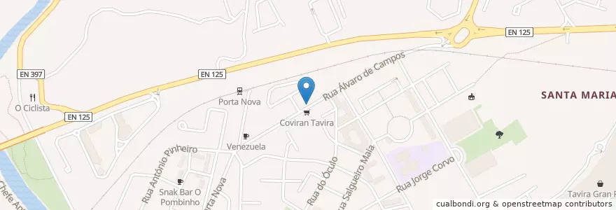 Mapa de ubicacion de Salão de Jogos Mendonça en Portugal, Algarve, Algarve, Faro, Tavira, Tavira.