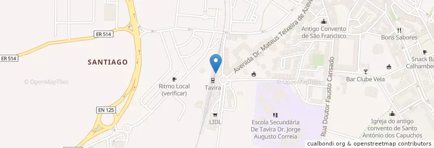 Mapa de ubicacion de Bar Sotavento en ポルトガル, Algarve, Algarve, Faro, Tavira, Tavira.