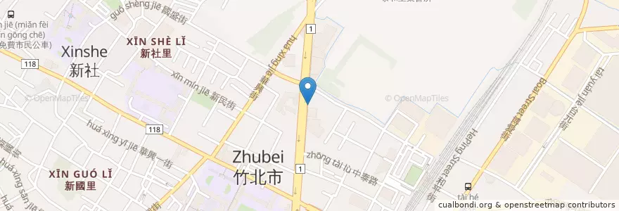 Mapa de ubicacion de 正祥早餐店 en 타이완, 타이완성, 신주 현, 주베이 시.