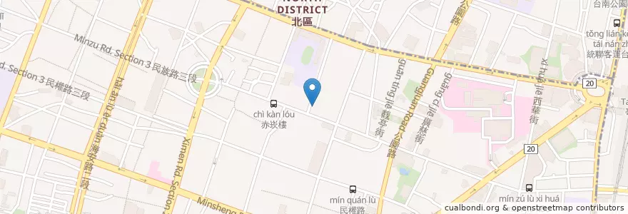 Mapa de ubicacion de 李媽媽民族鍋燒意麵 en 臺灣, 臺南市, 中西區.