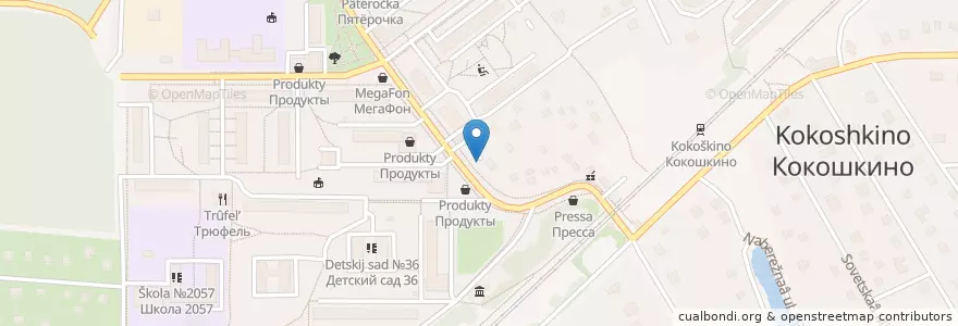 Mapa de ubicacion de Кулинария en Russland, Föderationskreis Zentralrussland, Moskau, Verwaltungsbezirk Nowomoskowski, Поселение Кокошкино.