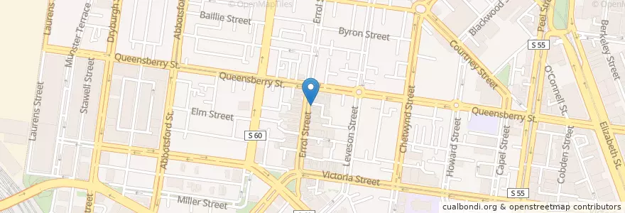 Mapa de ubicacion de North Melbourne Library en Avustralya, Victoria, City Of Melbourne.