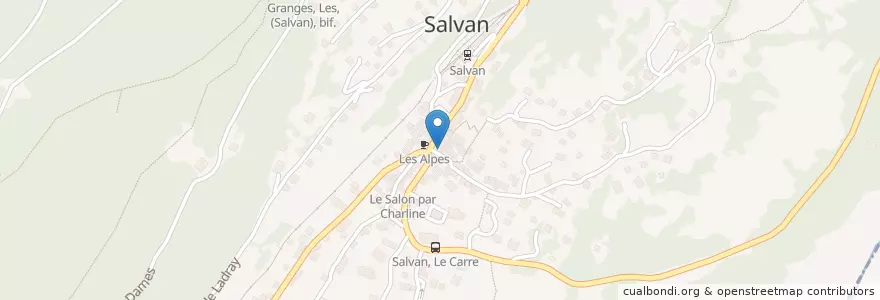 Mapa de ubicacion de Bellevue en 스위스, Valais/Wallis, Saint-Maurice, Salvan.