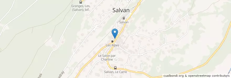 Mapa de ubicacion de Salvan en Suisse, Valais, Saint-Maurice, Salvan.