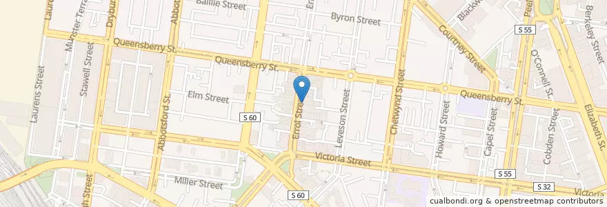Mapa de ubicacion de Errol Street Spinal & Sport Therapy en Australia, Victoria, City Of Melbourne.