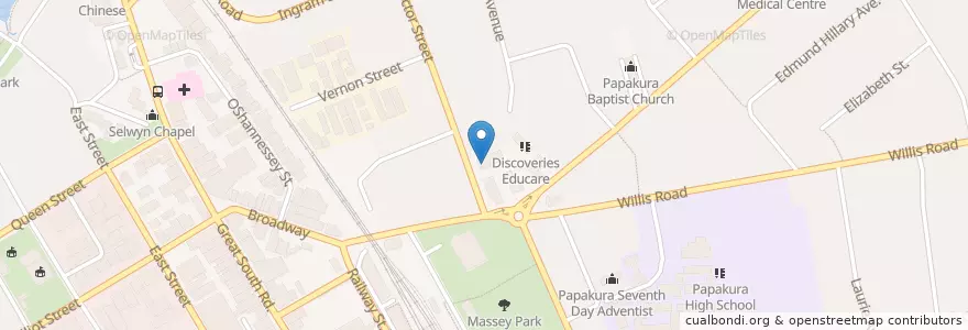 Mapa de ubicacion de Eastpark Bakery and Cafe en Nova Zelândia, Auckland, Papakura.