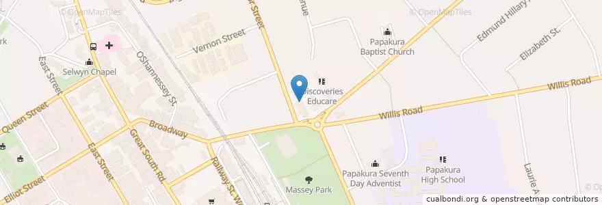 Mapa de ubicacion de Roast House en Nueva Zelanda, Auckland, Papakura.